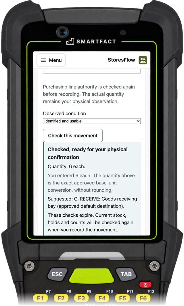 Record the quantity that arrived On a handheld or scan station.
